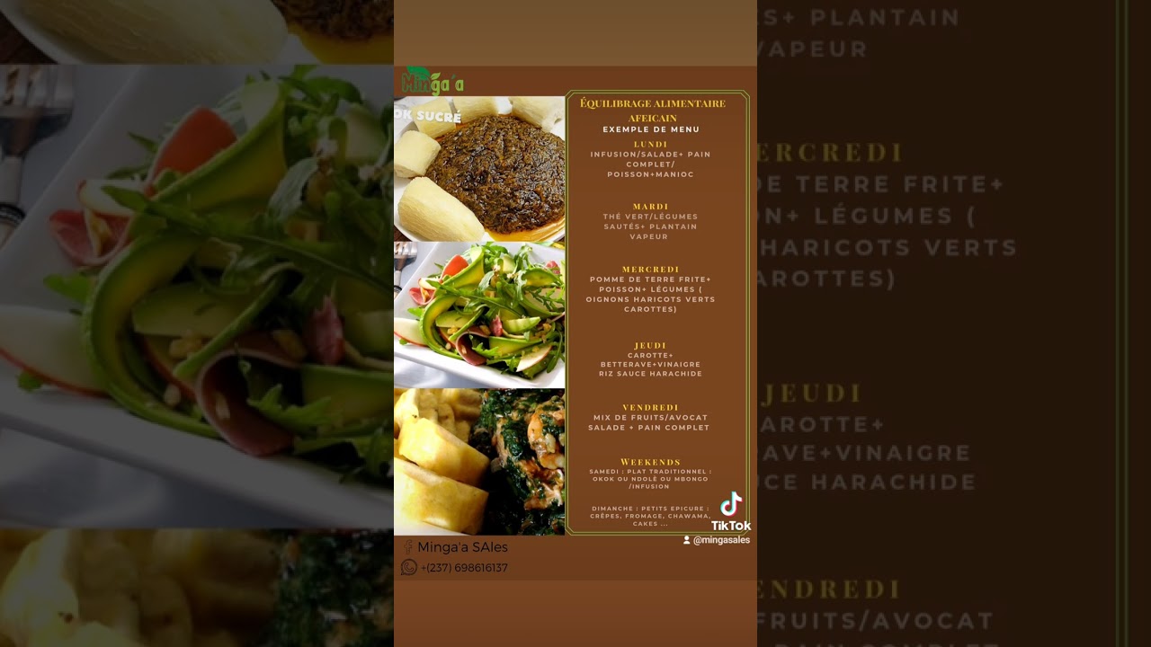 Exemple de menu de repas équilibrés #Mingaa #santé #nutrition