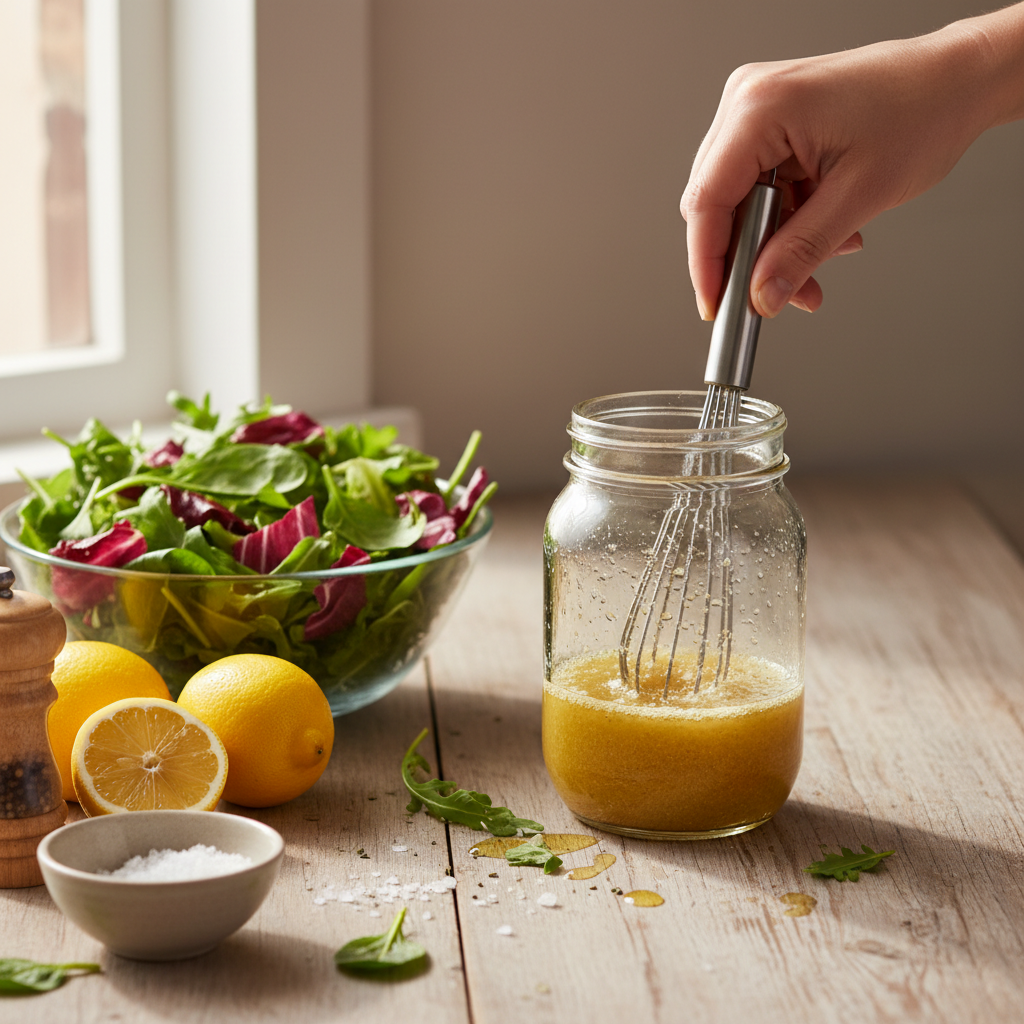 découvrez une recette de vinaigrette maison simple, rapide et sans additifs pour sublimer vos salades saines. facile à préparer, saine et gourmande !