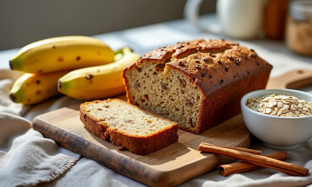 découvrez la recette saine et moelleuse du banana bread aux flocons d'avoine, une version revisitée du classique pour un goûter gourmand et équilibré.